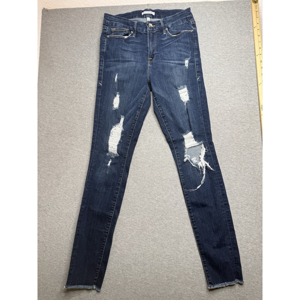 GOOD AMERICAN Good Legs High Rise Distressed Skinny Jeans GAGLRE899 Size 6/28